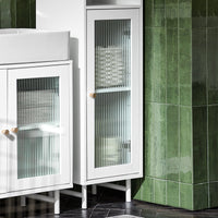 Mobile A Colonna Bagno Salvaspazio Mobile Alto Con Due Ante In Vetro Mobile Bagno Stretto Bianco 30x30x171 Cm BZR118-W SoBuy