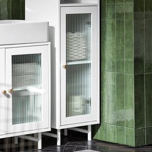 Mobile A Colonna Bagno Salvaspazio Mobile Alto Con Due Ante In Vetro Mobile Bagno Stretto Bianco 30x30x171 Cm BZR118-W SoBuy