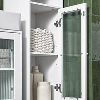 Mobile A Colonna Bagno Salvaspazio Mobile Alto Con Due Ante In Vetro Mobile Bagno Stretto Bianco 30x30x171 Cm BZR118-W SoBuy