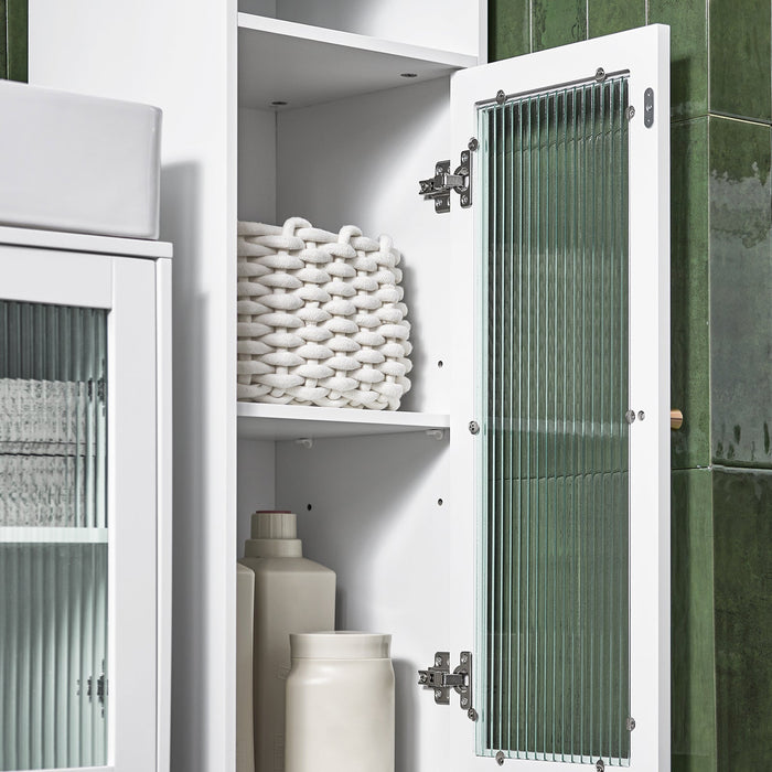 Mobile A Colonna Bagno Salvaspazio Mobile Alto Con Due Ante In Vetro Mobile Bagno Stretto Bianco 30x30x171 Cm BZR118-W SoBuy