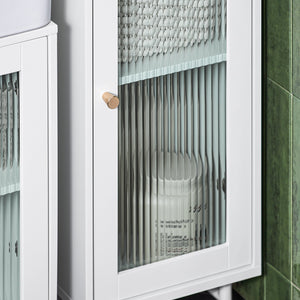 Mobile A Colonna Bagno Salvaspazio Mobile Alto Con Due Ante In Vetro Mobile Bagno Stretto Bianco 30x30x171 Cm BZR118-W SoBuy