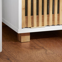 Mobile Lavanderia Con Sacco Portabiancheria Pieghevole Cassettiera Portabiancheria Mobiletto Bagno Bianco-Naturale, 32x33x85cm BZR126-W SoBuy