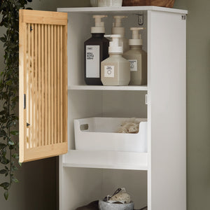 Mobile Alto Da Bagno Mobile Colonna Bagno Mensola Bagno Stretta Bianco-Naturale 33x33x165cm BZR127-W SoBuy