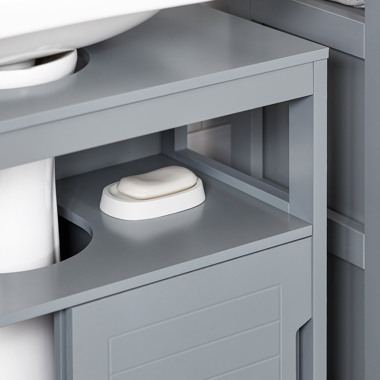 Mobile Sottolavabo Per Bagno Con Poggiapiedi FRG128-II-SG SoBuy