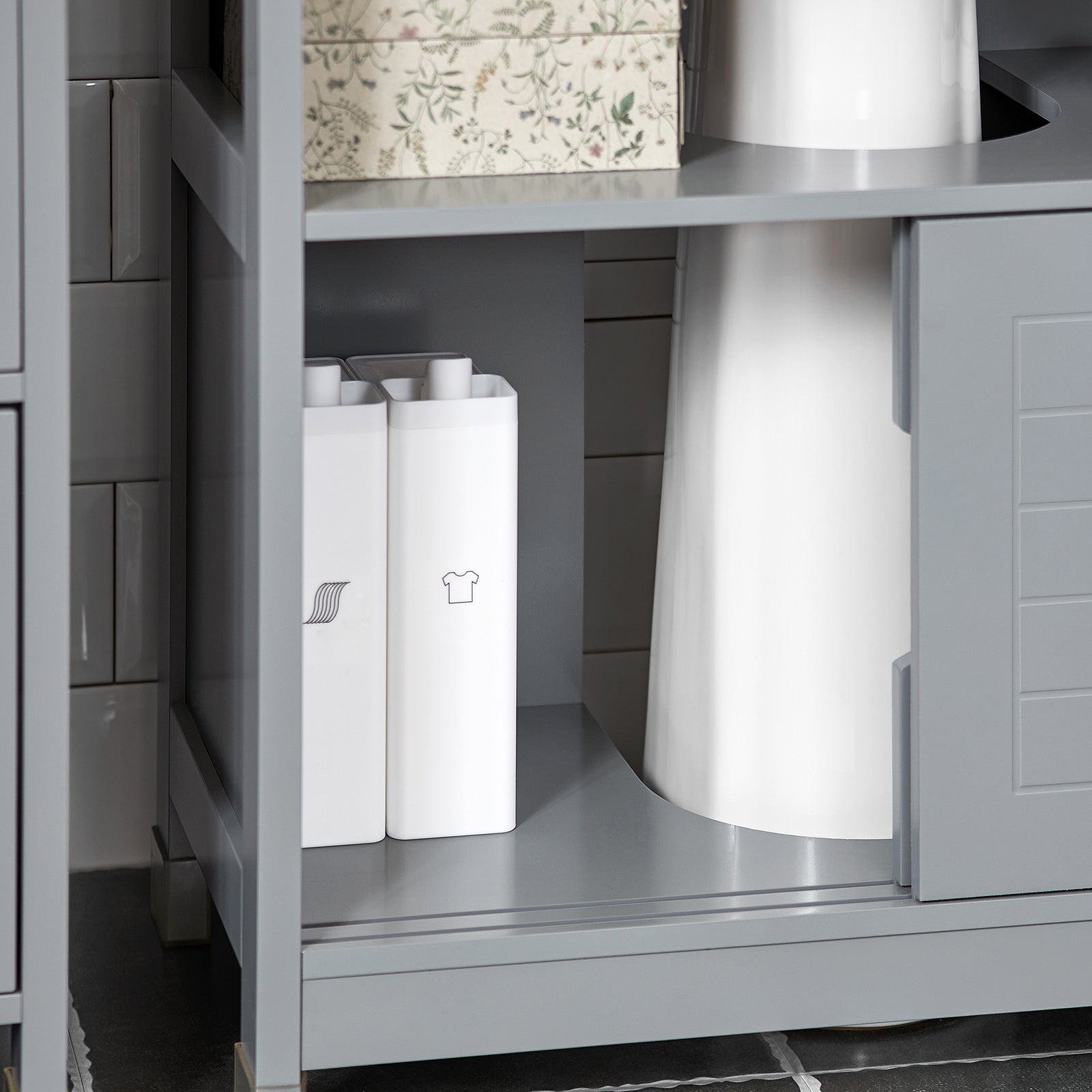 Mobile Sottolavabo Per Bagno Con Poggiapiedi FRG128-II-SG SoBuy