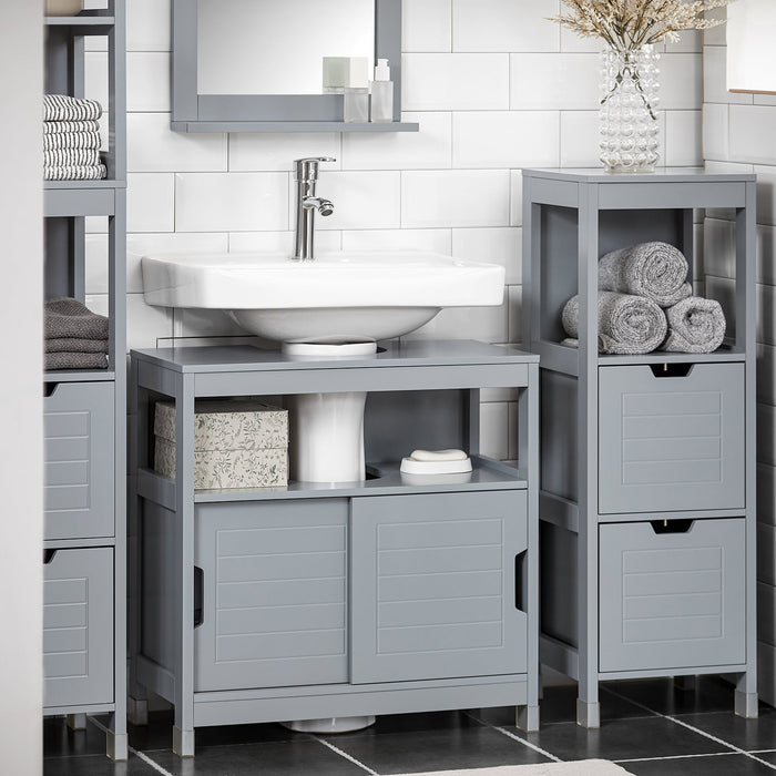 Mobile Sottolavabo Per Bagno Con Poggiapiedi FRG128-II-SG SoBuy