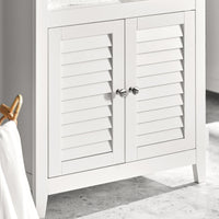 Mobiletto da Bagno salvaspazio Armadietto in Legno Bianco L60*P26*A90 cm, BZR13-W