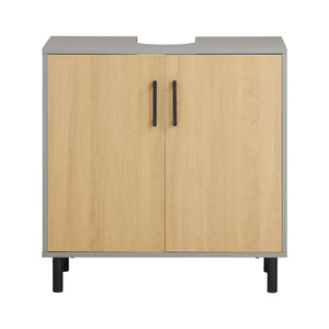 Mobile Sottolavabo Con 2 Ante Mobile Bagno Mobile Lavabo Grigio E Naturale 60x30x60.5cm BZR133-NG