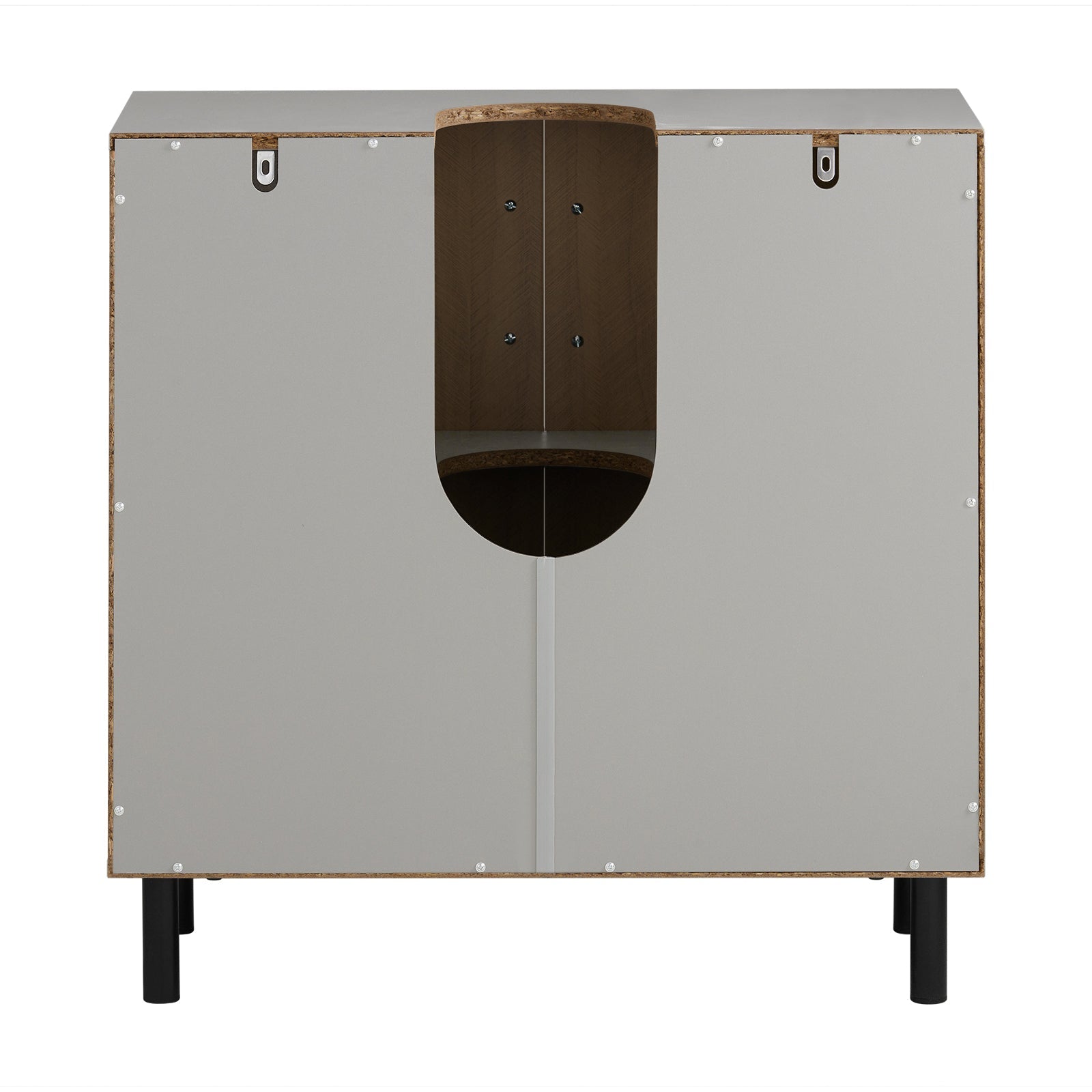 Mobile Sottolavabo Con 2 Ante Mobile Bagno Mobile Lavabo Grigio E Naturale 60x30x60.5cm BZR133-NG