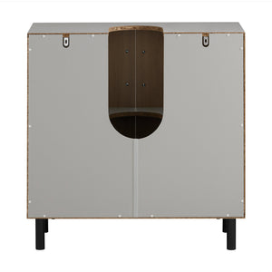 Mobile Sottolavabo Con 2 Ante Mobile Bagno Mobile Lavabo Grigio E Naturale 60x30x60.5cm BZR133-NG
