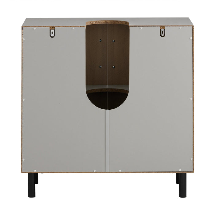 Mobile Sottolavabo Con 2 Ante Mobile Bagno Mobile Lavabo Grigio E Naturale 60x30x60.5cm BZR133-NG
