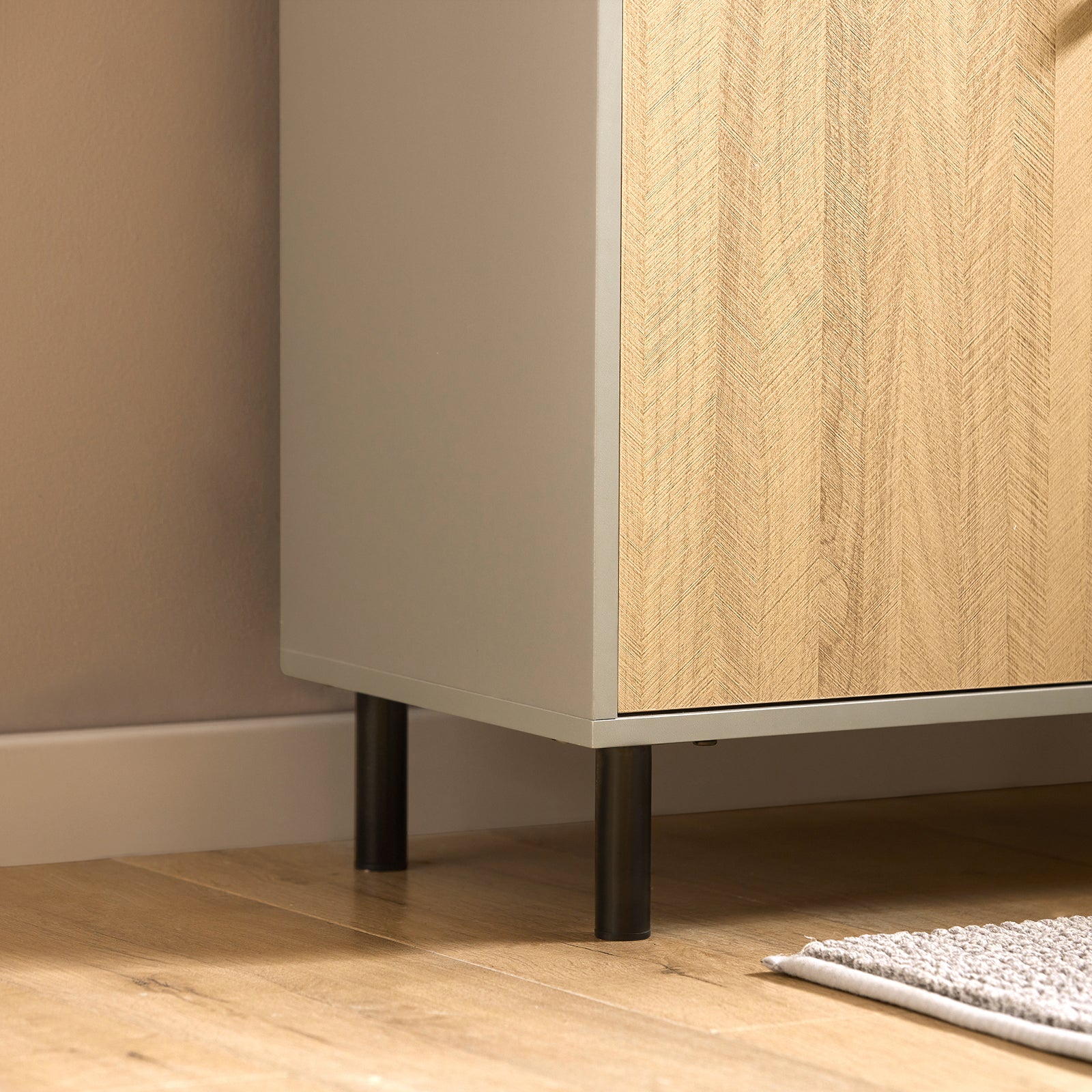 Mobile Sottolavabo Con 2 Ante Mobile Bagno Mobile Lavabo Grigio E Naturale 60x30x60.5cm BZR133-NG