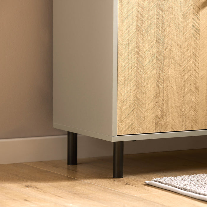 Mobile Sottolavabo Con 2 Ante Mobile Bagno Mobile Lavabo Grigio E Naturale 60x30x60.5cm BZR133-NG