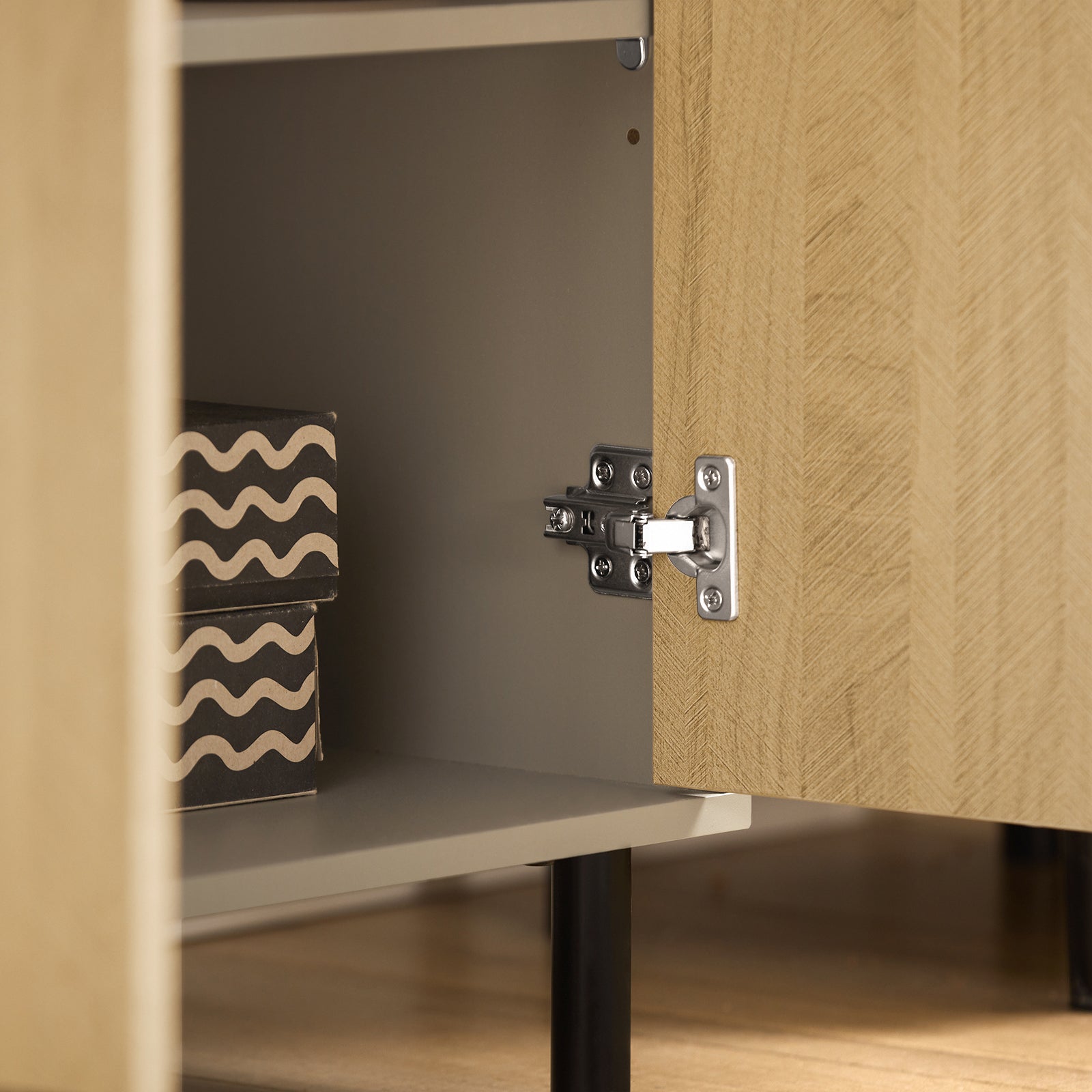 Mobile Sottolavabo Con 2 Ante Mobile Bagno Mobile Lavabo Grigio E Naturale 60x30x60.5cm BZR133-NG