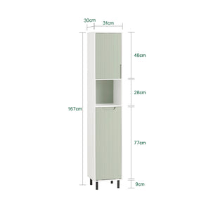 SoBuy Armadio Colonna salvaspazio Mobiletto salvaspazio Scaffale Alto Mobiletto Bagno Verde 31x30x167cm BZR137-GR