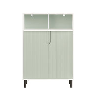 SoBuy Mobiletto bagno Mobile bagno con 3 Ripiani e 2 Ante, Armadietto portaoggetti Mobile contenitore Verde 60x30x87cm, BZR138-GR