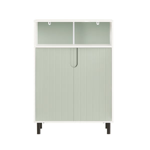 SoBuy Mobiletto bagno Mobile bagno con 3 Ripiani e 2 Ante, Armadietto portaoggetti Mobile contenitore Verde 60x30x87cm, BZR138-GR
