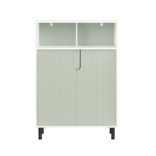 SoBuy Mobiletto bagno Mobile bagno con 3 Ripiani e 2 Ante, Armadietto portaoggetti Mobile contenitore Verde 60x30x87cm, BZR138-GR