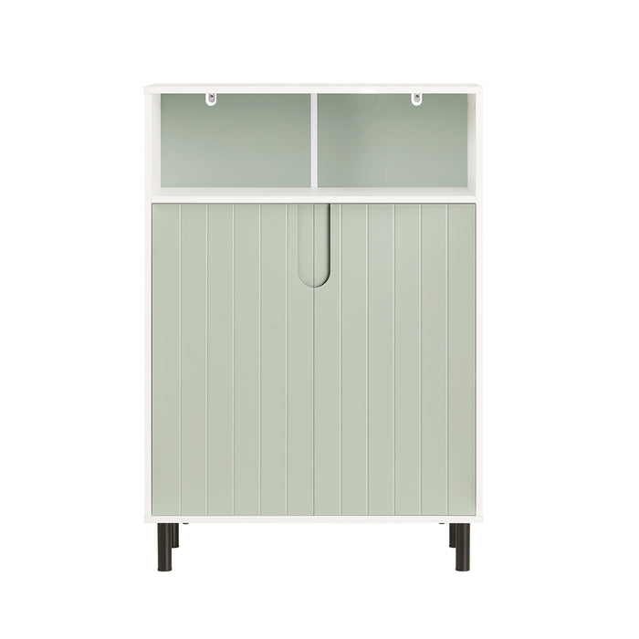 SoBuy Mobiletto bagno Mobile bagno con 3 Ripiani e 2 Ante, Armadietto portaoggetti Mobile contenitore Verde 60x30x87cm, BZR138-GR