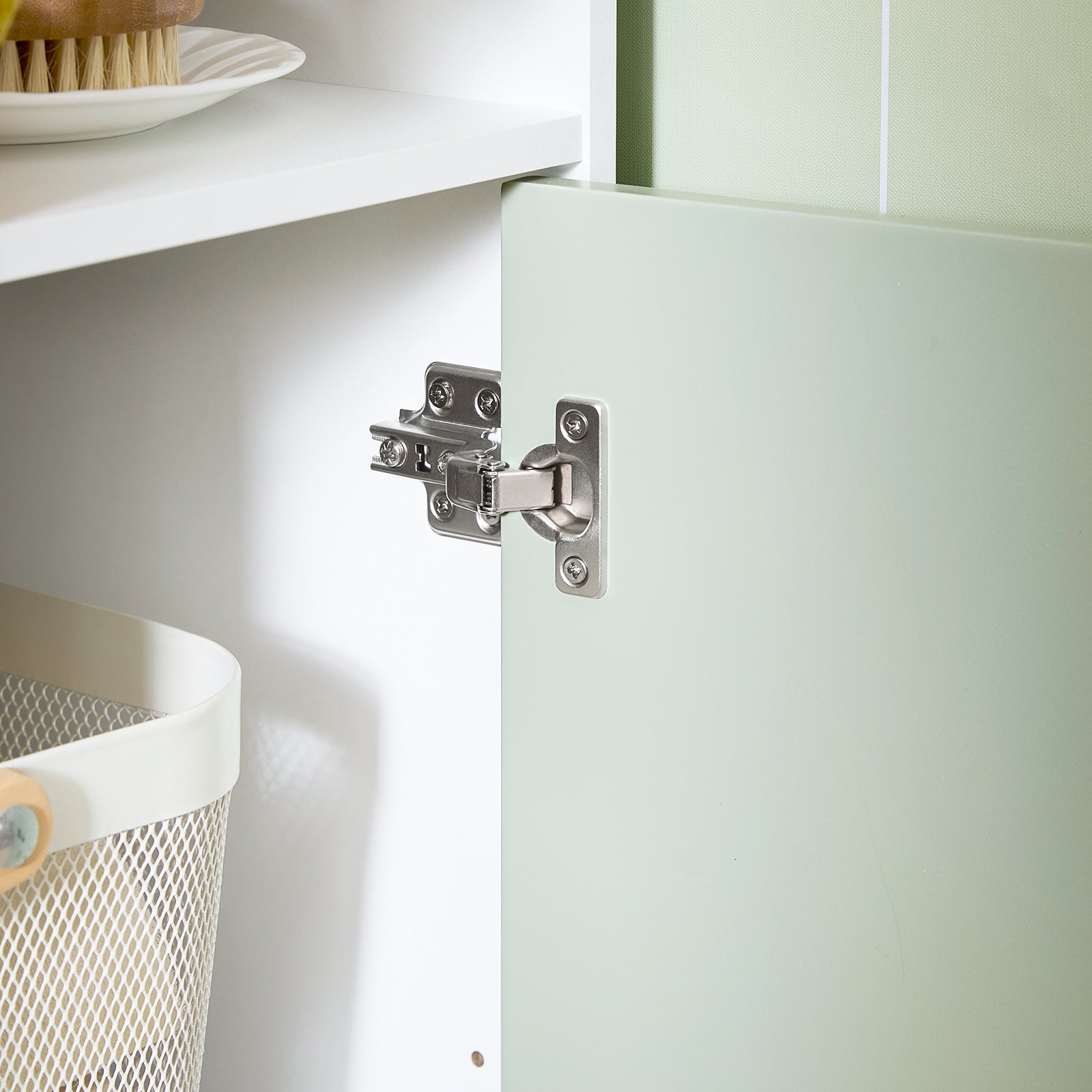 SoBuy Mobiletto bagno Mobile bagno con 3 Ripiani e 2 Ante, Armadietto portaoggetti Mobile contenitore Verde 60x30x87cm, BZR138-GR