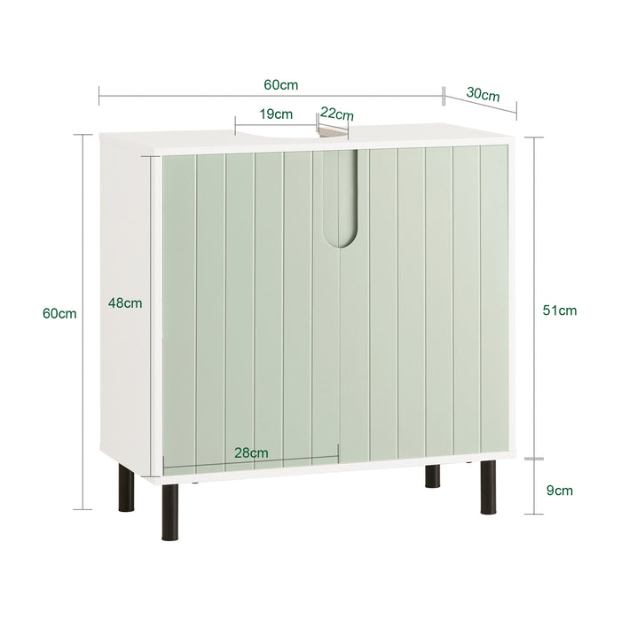 SoBuy Mobile sottolavabo Mobile bagno con Armadietto a 2 Ante e 2 Ripiani, Mobiletto Bagno Salvaspazio in Legno Verde 60x30x60cm BZR139-GR