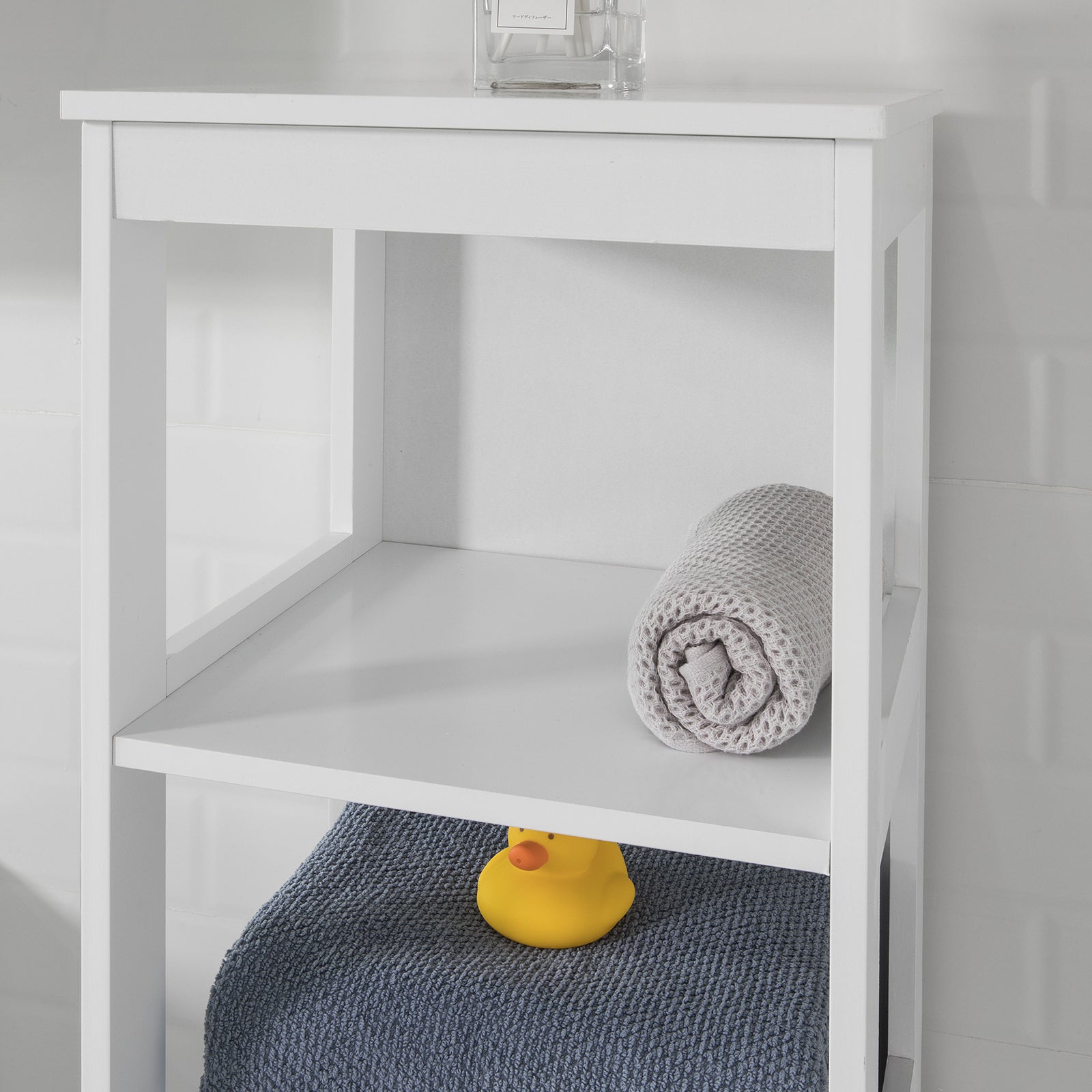 Mobiletto da Bagno salvaspazio Scaffale Scala con 5 Ripiani Lunghezza 30x30x139 cm, Bianco BZR14-W