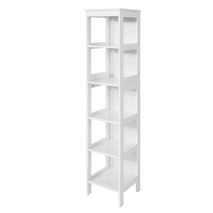 Mobiletto da Bagno salvaspazio Scaffale Scala con 5 Ripiani Lunghezza 30x30x139 cm, Bianco BZR14-W