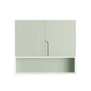 Mobiletto Bagno Da Parete Pensile Bagno Pensile Cucina Con 3 Ripiani E 2 Ante Verde 60x15x54cm BZR140-GR