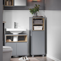 Mobiletto da bagno con cesto portabiancheria Mobiletto salvaspazio Cassettiera Bagno 35x30x105cm Grigio BZR146-DG