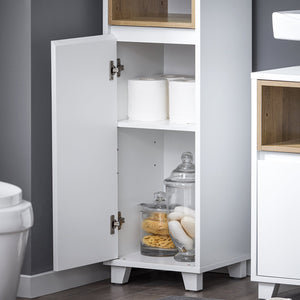Mobile a colonna bagno salvaspazio Mobile alto con 2 ante Mobile bagno stretto 30x30x170cm Bianco BZR147-W