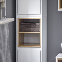 Mobile a colonna bagno salvaspazio Mobile alto con 2 ante Mobile bagno stretto 30x30x170cm Bianco BZR147-W