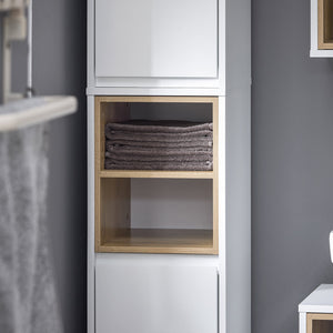 Mobile a colonna bagno salvaspazio Mobile alto con 2 ante Mobile bagno stretto 30x30x170cm Bianco BZR147-W