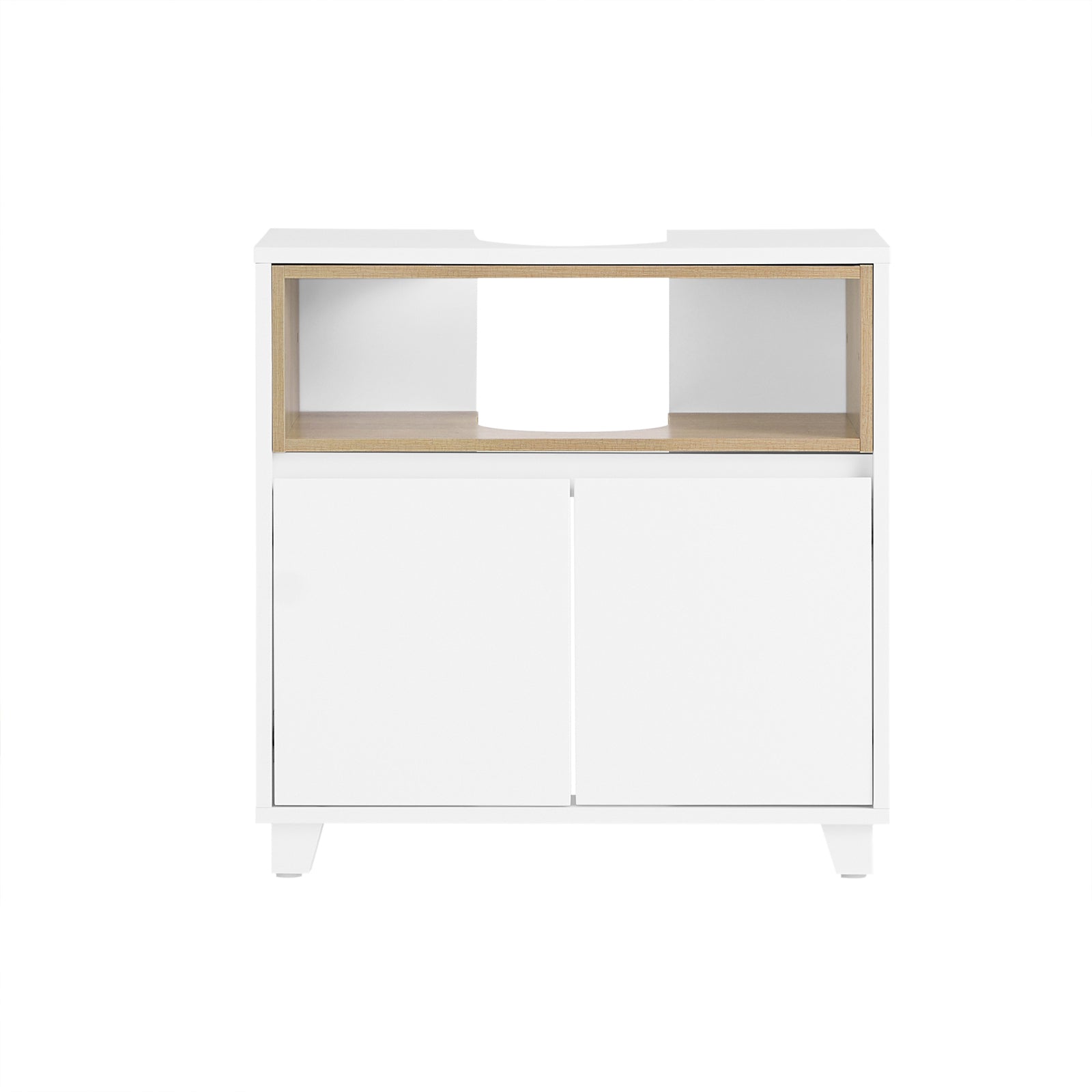 Mobile sottolavabo con 2 ante senza lavandino Mobiletto per lavandino bagno 60x30x61cm Bianco BZR148-W