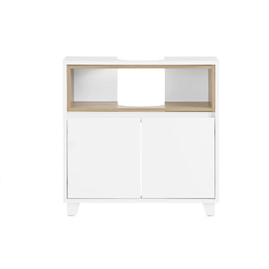 Mobile sottolavabo con 2 ante senza lavandino Mobiletto per lavandino bagno 60x30x61cm Bianco BZR148-W