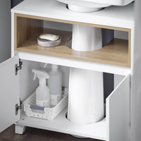Mobile sottolavabo con 2 ante senza lavandino Mobiletto per lavandino bagno 60x30x61cm Bianco BZR148-W