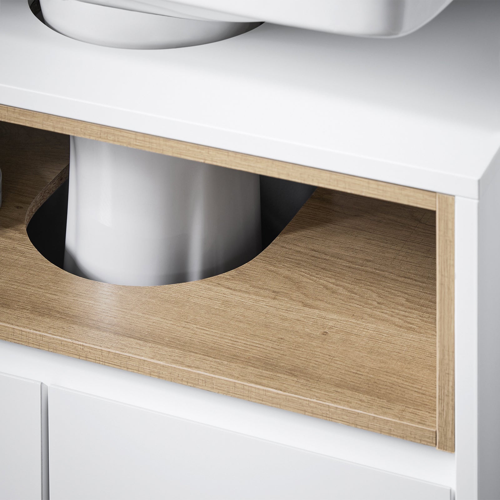 Mobile sottolavabo con 2 ante senza lavandino Mobiletto per lavandino bagno 60x30x61cm Bianco BZR148-W