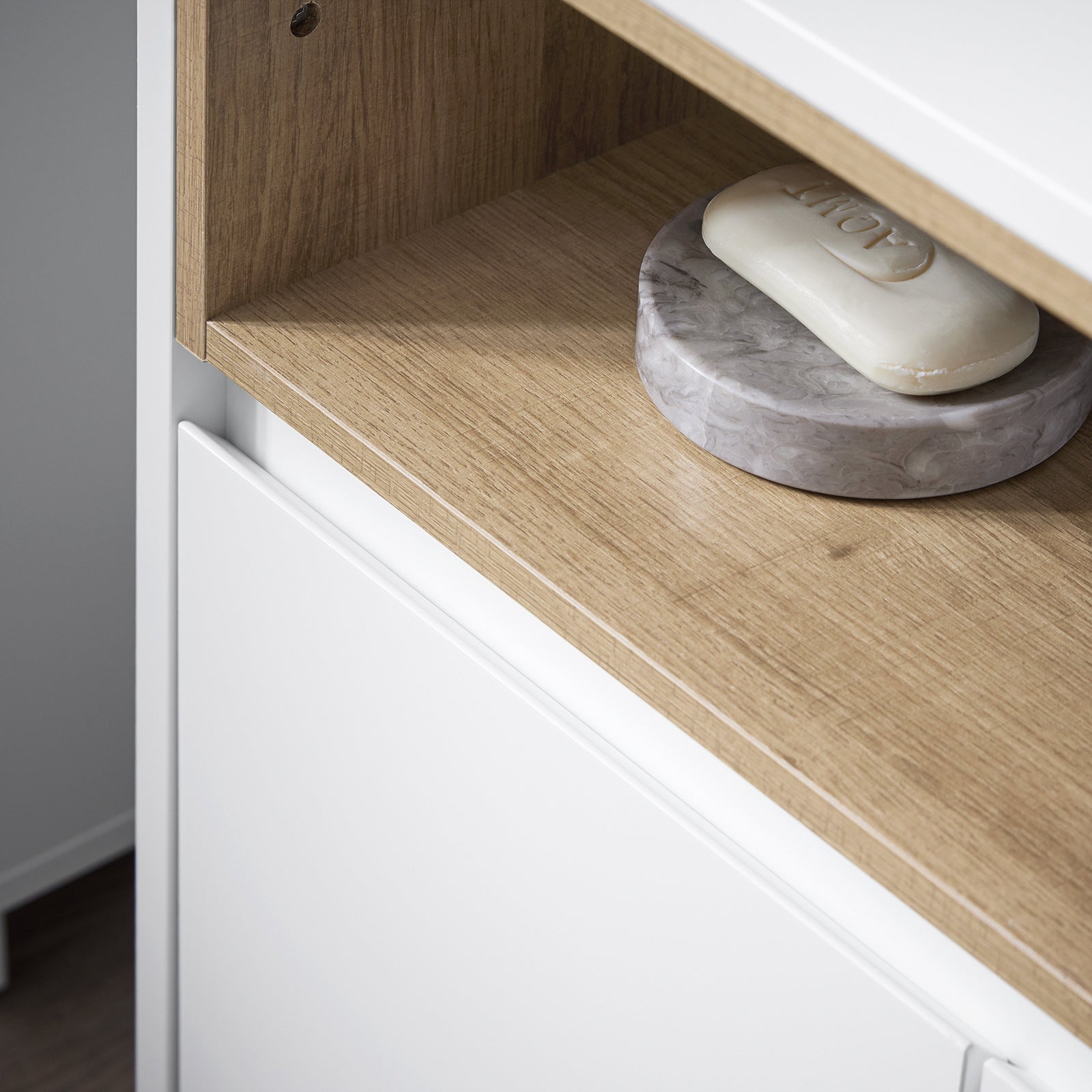 Mobile sottolavabo con 2 ante senza lavandino Mobiletto per lavandino bagno 60x30x61cm Bianco BZR148-W