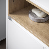 Mobile sottolavabo con 2 ante senza lavandino Mobiletto per lavandino bagno 60x30x61cm Bianco BZR148-W