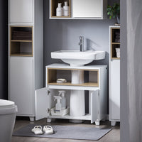 Mobile sottolavabo con 2 ante senza lavandino Mobiletto per lavandino bagno 60x30x61cm Bianco BZR148-W