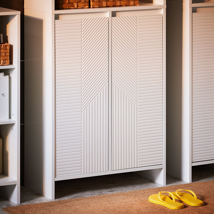 Mobiletto Alto da Bagno con Cesto per Biancheria, Armadietto per Lavanderia Bianco 60x30x170cm BZR155-W