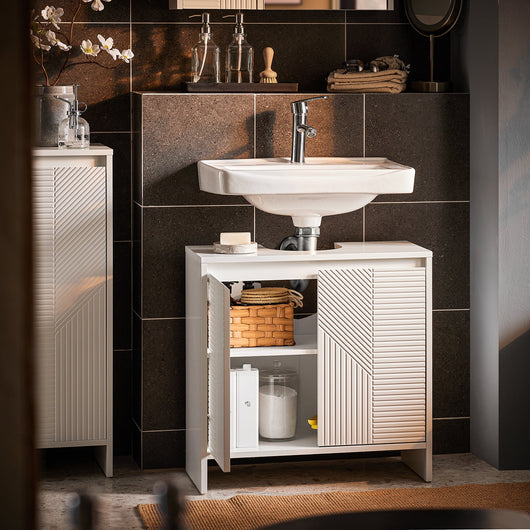 Mobile sottolavabo Mobile bagno con 2 ante e 2 ripiani Armadietto bagno L60 x P30 x A61 cm Bianco BZR157-W