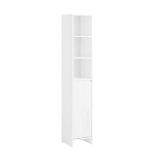 Mobile colonna bagno con portabiancheria e Mobiletto stretto salvaspazio Bianco L30*P30*A170 cm BZR158-W