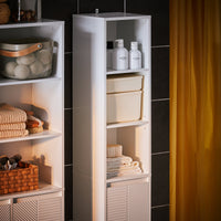 Mobile colonna bagno con portabiancheria e Mobiletto stretto salvaspazio Bianco L30*P30*A170 cm BZR158-W