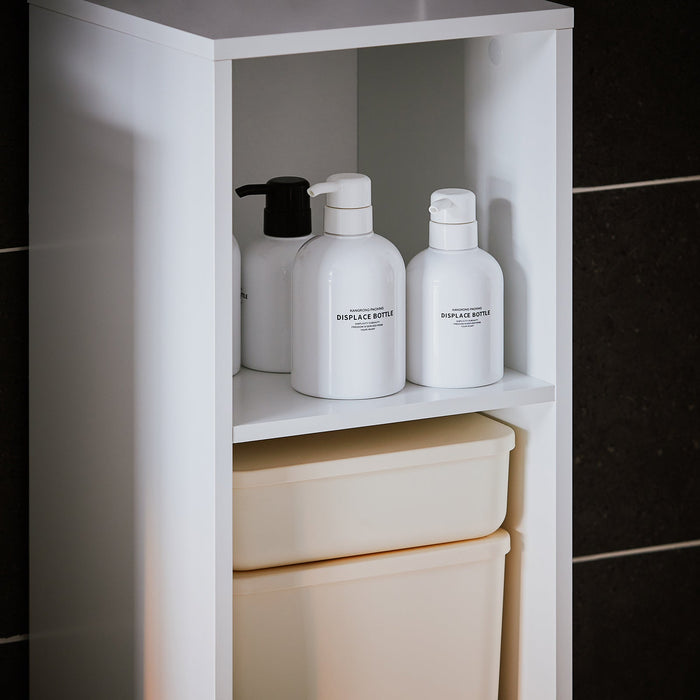 Mobile colonna bagno con portabiancheria e Mobiletto stretto salvaspazio Bianco L30*P30*A170 cm BZR158-W