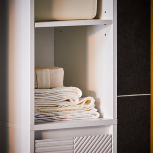 Mobile colonna bagno con portabiancheria e Mobiletto stretto salvaspazio Bianco L30*P30*A170 cm BZR158-W