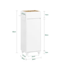 Mobile porta biancheria per bagno Portabiancheria con 4 piccoli vani aperti e 1 cesto biancheria sporca Bianco L35*P30*A90cm BZR159-W