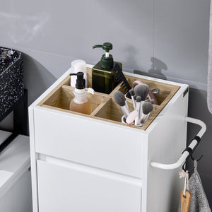 Mobile porta biancheria per bagno Portabiancheria con 4 piccoli vani aperti e 1 cesto biancheria sporca Bianco L35*P30*A90cm BZR159-W