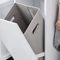 Mobile porta biancheria per bagno Portabiancheria con 4 piccoli vani aperti e 1 cesto biancheria sporca Bianco L35*P30*A90cm BZR159-W