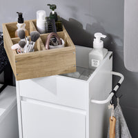 Mobile porta biancheria per bagno Portabiancheria con 4 piccoli vani aperti e 1 cesto biancheria sporca Bianco L35*P30*A90cm BZR159-W