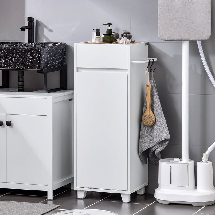 Mobile porta biancheria per bagno Portabiancheria con 4 piccoli vani aperti e 1 cesto biancheria sporca Bianco L35*P30*A90cm BZR159-W